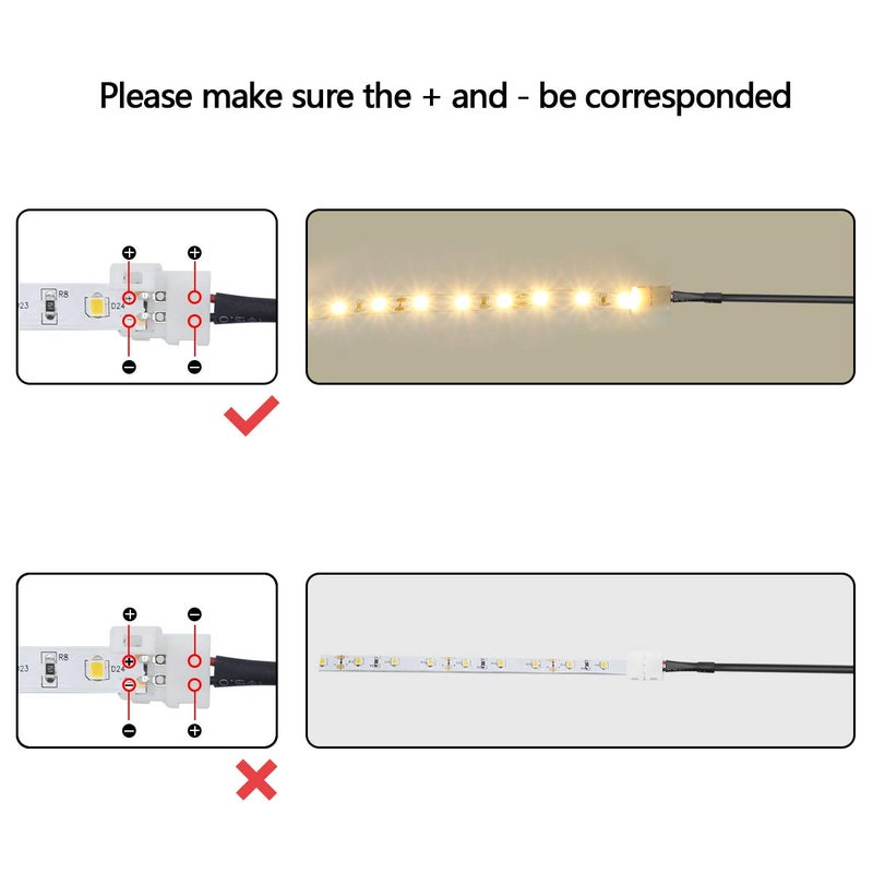 LightingWill 10pcs/Pack DC Female Plug Solderless Snap Down 2Pin Conductor LED Connector for Quick Splitter Connection of 8mm Wide 3528 2835 Single Color Flex LED Strips - Image 4